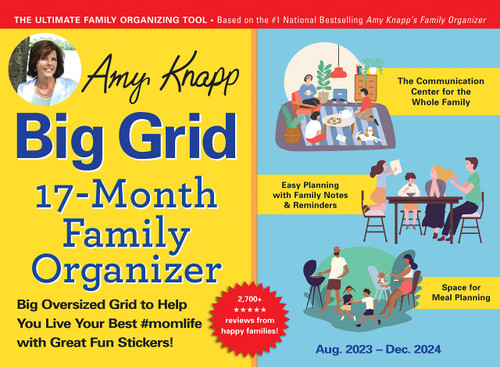 2024 Big Grid Family Wall Calendar: 17-Month Giant Fridge Calendar with 175+ Stickers for Moms (Hanging Plan Calendar, Amy Knapp's Plan Your Life Calendars)