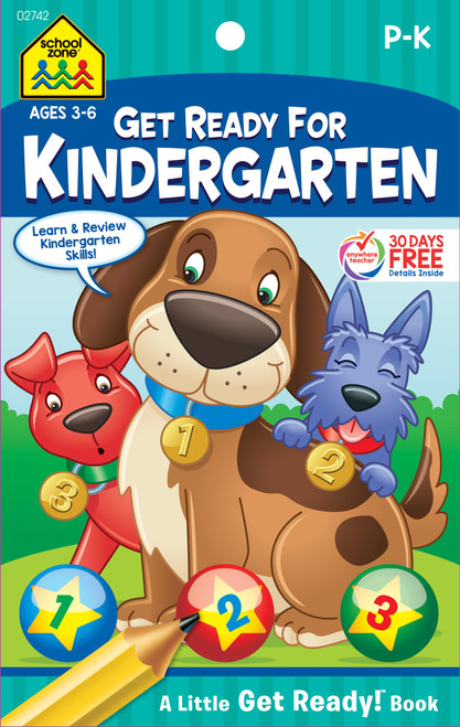 School Zone - Get Ready for Kindergarten Workbook - Ages 3 to 6, Preschool to Kindergarten, Letters, Numbers, Shapes, Colors, Matching, and More (School Zone Little Get Ready! Book Series)