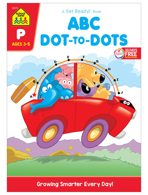 School Zone ABC Dot-to-Dots Workbook: Preschool, Kindergarten, Connect the Dots, Alphabet, Letter Puzzles, Creative, and More (A Get Ready! Activity Book Series)