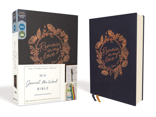 NIV, Journal the Word Bible (With Space for Your Own Artwork), Cloth over Board, Navy, Red Letter, Comfort Print: Reflect, Take Notes, or Create Art Next to Your Favorite Verses