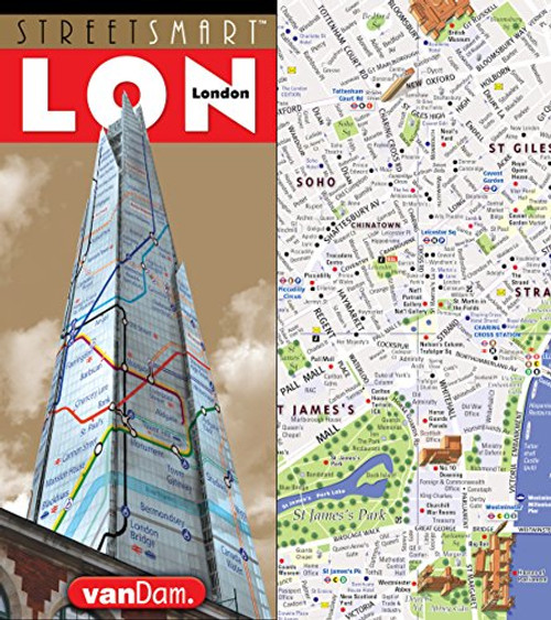 StreetSmart London Map by VanDam - City Center Street Map of London, England - Laminated folding pocket size city travel and Tube map with all museums, attractions, hotels and sights; 2024 Edition