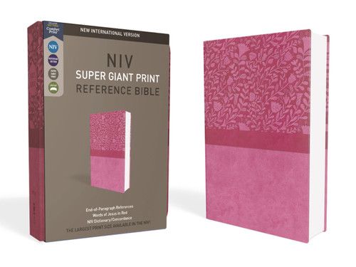 NIV, Super Giant Print Reference Bible, Leathersoft, Pink, Red Letter, Comfort Print