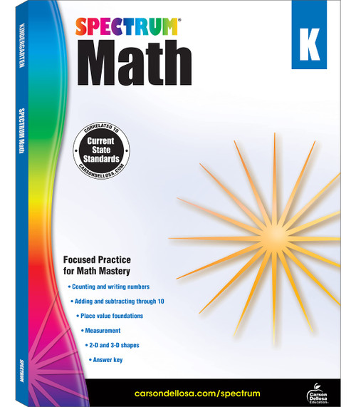 Spectrum Kindergarten Math Workbooks, Ages 5 to 6, Counting Numbers, Addition and Subtraction, Geometry and Place Value, Kindergarten Math Workbook for Kids