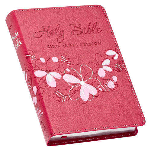 KJV Holy Bible, Compact Faux Leather Red Letter Edition - Ribbon Marker, King James Version, Pink