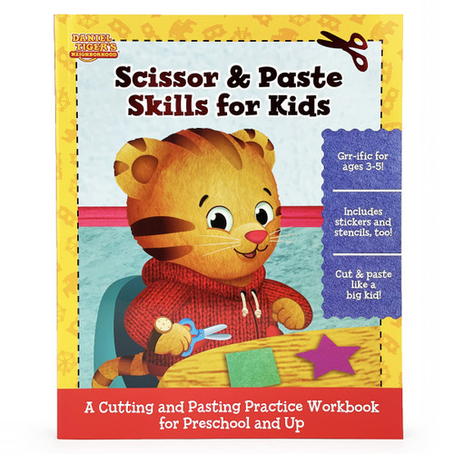 Daniel Tiger Scissor, Cut & Paste Skills for Kids Ages 3-5, Includes Stickers & Stencils! A Cutting and Pasting Activity Workbook
