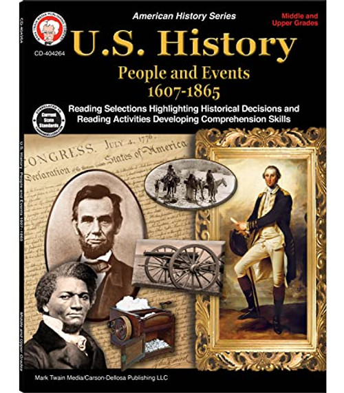 Mark Twain American History Books, Grades 6-12 People & Events from 16071865 US History Workbook, Declaration of Independence, California Gold Rush, Pre Civil War, Classroom or Homeschool Curriculum