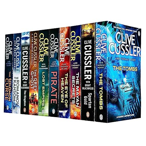 Clive Cussler Fargo Adventures Collection 10 Books Set (Spartan Gold, Lost Empire, The Kingdom, The Tombs, The Mayan Secrets, Eye of Heaven, The Solomon Curse, Pirate, Romanov Ransom, Grey Ghost)