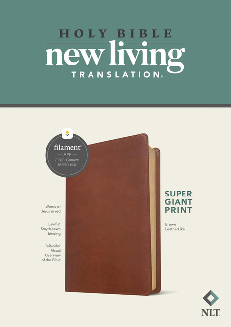 NLT Super Giant Print Bible, Filament-Enabled Edition (LeatherLike, Brown, Red Letter)