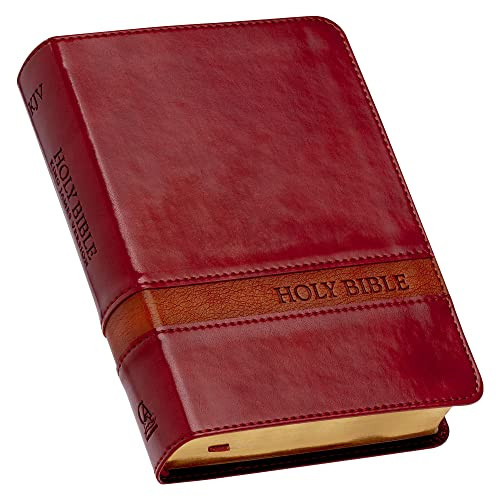 KJV Holy Bible, Compact Large Print Faux Leather Red Letter Edition - Ribbon Marker, King James Version, Brown Two-tone (Packaging may vary)