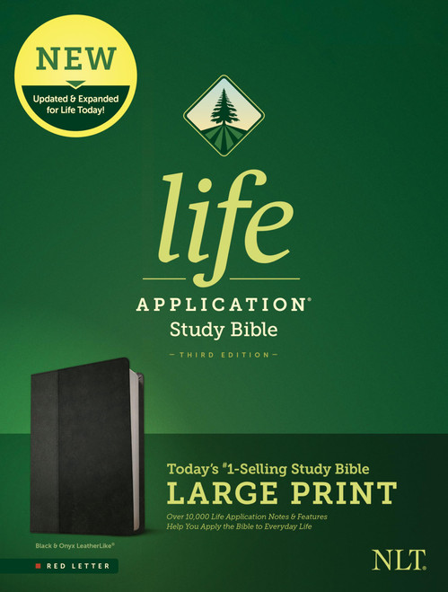 Tyndale NLT Life Application Study Bible, Third Edition, Large Print (LeatherLike, Black/Onyx, Red Letter)  New Living Translation Bible, Large Print Study Bible for Enhanced Readability