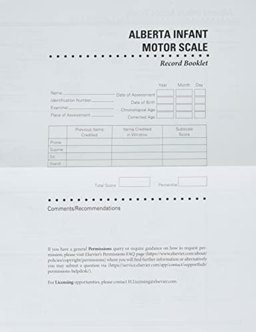 Alberta Infant Motor Scale Score Sheets (AIMS): Package of 50 Score Sheets
