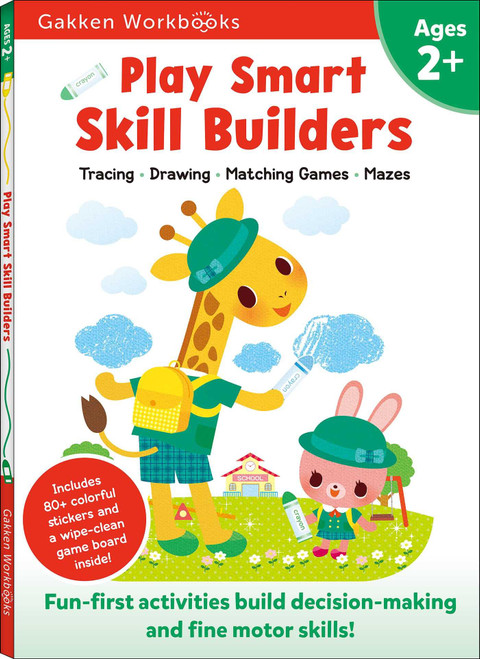 Play Smart Skill Builders Age 2+: Preschool Activity Workbook with Stickers for Toddlers Ages 2, 3, 4: Build Focus and Pen-control Skills: Tracing, Mazes, Matching Games, and More (Full Color Pages)