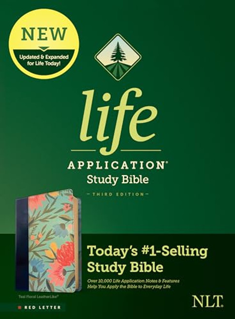 NLT Life Application Study Bible, Third Edition (LeatherLike, Teal Floral, Red Letter)