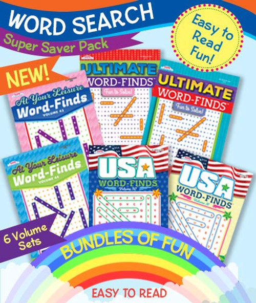KAPPA Super Saver Word Search Puzzle Pack-Set of 6 Full Size Word Find Books