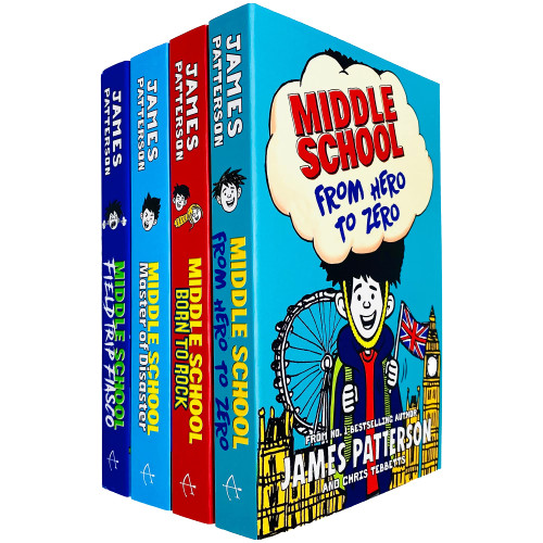 Middle School Series Books 10 - 13 Collection Set by James Patterson (From Hero to Zero, Born to Rock, Master of Disaster & Field Trip Fiasco)