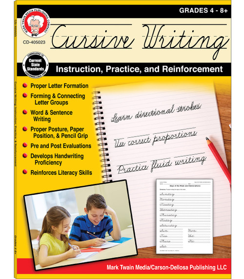Mark Twain Cursive Handwriting Workbook for Kids Ages 8-12, Middle School Learning Cursive Writing Book With Handwriting Practice Activities to Improve Child Handwriting