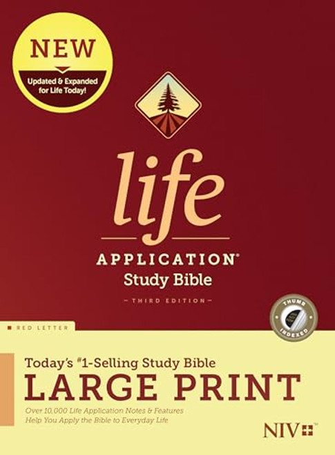 Tyndale NIV Life Application Study Bible, Third Edition, Large Print (Hardcover, Indexed, Red Letter)  New International Version  Large Print Study Bible for Enhanced Readability