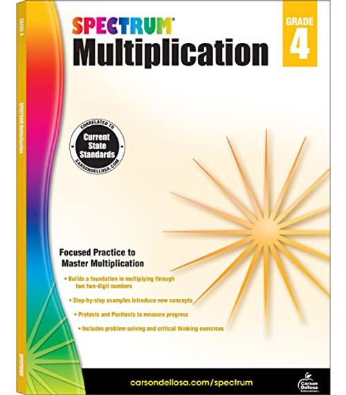 Spectrum 4th Grade Math Multiplication Workbooks, Ages 9 to 10, 4th Grade Math Multiplication, State Standards Multiplication Practice, Activities ... Tests, and Answer Key - 96 Pages (Volume 6)