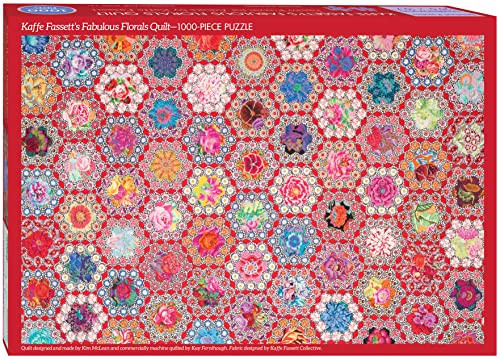 Kaffe Fassett's Fabulous Florals Quilt Jigsaw Puzzle for Adults: 1000 pieces, Dimensions 29.5" x 19.7"