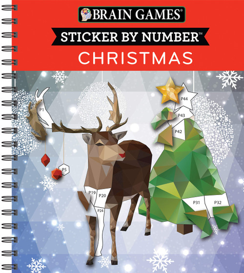 Brain Games - Sticker by Number: Christmas (28 Images to Sticker - Reindeer Cover) (Volume 1)