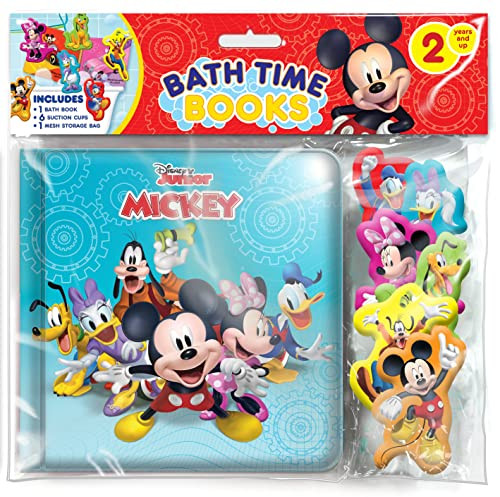 Disney Jr. Mickey Bath Time Books (EVA Bag) with Suction Cups and Mesh Bag
