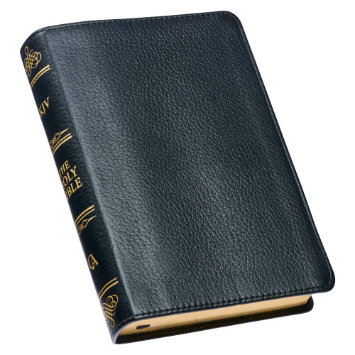 KJV Holy Bible, Compact Premium Full Grain Leather Red Letter Edition - Ribbon Marker, King James Version, Black