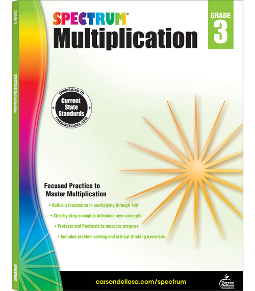 Spectrum Grade 3 Multiplication Workbooks, Ages 8 to 9, Multiplication Through 100, Test Prep, and Critical Thinking 3rd Grade Math Practice, 3rd Grade Multiplication Workbook for Kids (Volume 5)