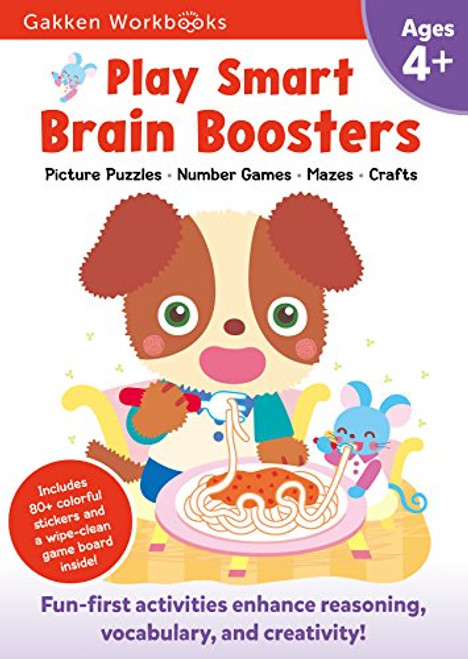 Play Smart Brain Boosters Age 4+: Pre-K Activity Workbook with Stickers for Toddlers Ages 4, 5, 6: Build Focus and Pen-control Skills: Tracing, Mazes, Alphabet, Counting(Full Color Pages)