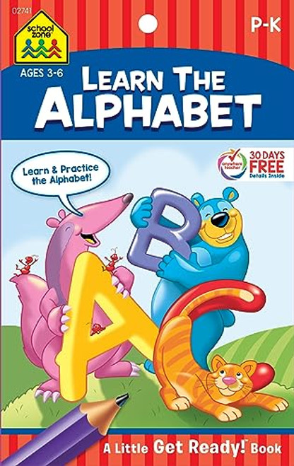 School Zone - Learn The Alphabet Workbook - Ages 4 to 6, Preschool, Kindergarten, Letter Sounds, Uppercase & Lowercase Letters, Tracing, and More (School Zone Little Get Ready! Book Series)