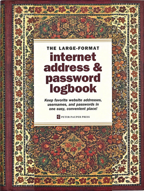 Gilded Floral Large Internet Password Address & Logbook (with removable cover band for privacy)