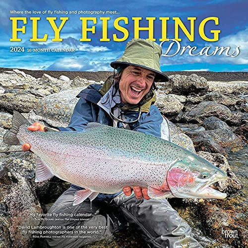Fly Fishing Dreams | 2024 12 x 24 Inch Monthly Square Wall Calendar | BrownTrout | River Lake Outdoor Sport