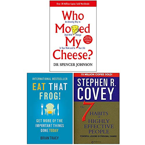 Who Moved My Cheese, Eat That Frog, The 7 Habits of Highly Effective People 3 Books Collection Set