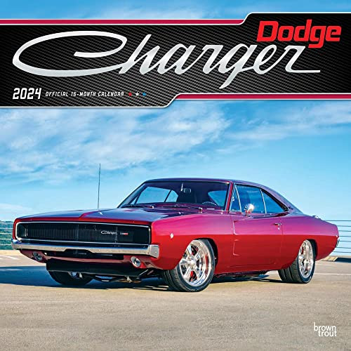 Dodge Charger OFFICIAL | 2024 12 x 24 Inch Monthly Square Wall Calendar | Foil Stamped Cover | BrownTrout | American Muscle Motor Car