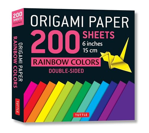 Origami Paper 200 sheets Rainbow Colors 6" (15 cm): Tuttle Origami Paper: Double Sided Origami Sheets Printed with 12 Different Color Combinations (Instructions for 6 Projects Included)