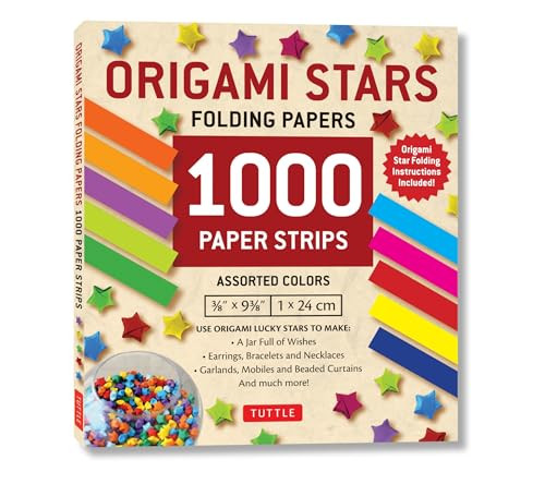 Origami Stars Papers 1,000 Paper Strips in Assorted Colors: 10 colors - 1000 sheets - Easy Instructions for Origami Lucky Stars