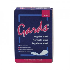 PADS SANITARY FEMININE HYGIENE MAXI REG DISP GARDS (250/CS) [087-147]