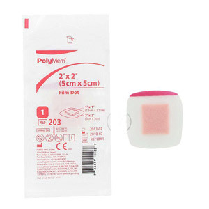 DRESSINGS QUADRAFOAM ADH BORDER FILM WTRPRF 2IN X 2IN DOT POLYMEM (20/BX 5BX/CS) [140-203]
