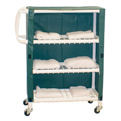 LINEN CARTS PVC 2 SHELF PERFORATED W/MESH COVER SPECIFY COLOR 20IN X 32IN (EA) [500-PVC-LC32-2A]