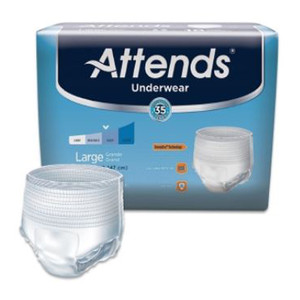 BRIEFS PULL UPS ADULT HVY ABS DISP LF 44-58IN LG W/LEAKAGE BARRIER WHITE ATTENDS EXTRA UNDERWEAR MADE USA (18/PK 4PK/CS) [338-AP0730]