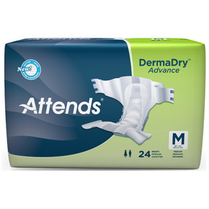BRIEFS DIAPERS ADULT W/LEAKAGE BARRIER HVY ABS DISP LF 32-44IN MD WHITE DERMADRY ADVANCE MADE USA (24/PK 4PK/CS) [338-DDA20]
