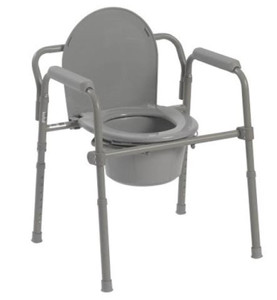COMMODES STEEL DELUXE ALL-IN-ONE ADJ HT 15.5IN-21.75INH X 13 1/4INW X 16.5IND 350LB CAP GRAY (4/CS) [500-C101-AH]