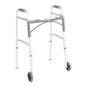 WALKERS ADULT FOLDING 2 BUTTON DLX ADJ HT 32-39IN W/5IN FIXED WHEELS ALUM FRAME 350LB CAP ASSEMBLED (4/CS) [500-W101-5WF]