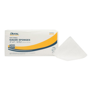 DRESSINGS GAUZE SPONGES NS 12PLY 4IN X 4IN DUKAL (200/PK 10PK/CS) [500-4412]