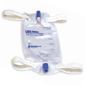 LEG BAGS FABRIC STRAPS ANTI-REFLUX VALVE LF 20OZ 600ML DYNAREX (12/BX 4BX/CS) [500-LB20]
