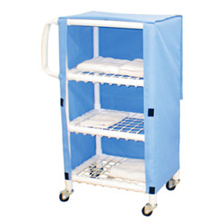 LINEN CARTS PVC 3 SHELF PERFORATED W/MESH COVER SPECIFY COLOR 20IN X 25IN (EA) [500-PVC-LC25-3A]