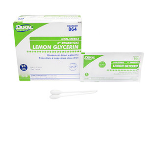 SWAB STICKS LEMON GLYCERIN 4IN DISP (3/PK 25PK/BX 10BX/CS) [500-S25-LM]
