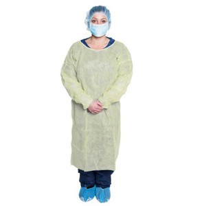 *TEMP SUB - USE KC50692* GOWNS DISP ISOLATION ELASTIC CUFF/TIE FLUID RESISTANT SMMS 43INL X 60INW XL YELLOW (10/BG 5BG/CS) [500-XLGN]