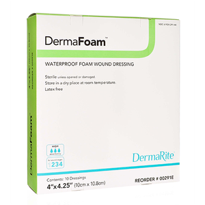 DRESSINGS FOAM HYDROPHILIC NON-ADH WTRPRF LF ST 4IN X 4.25IN (10/BX) [600-6210-F4]
