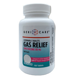 ANTACIDS ANTIGAS SIMETHICONE 80MG TABLETS CHEWABLE COMPARE TO PHAZYM / MYLANTA GAS MADE USA (100/BTL 12/CS) [PH115]