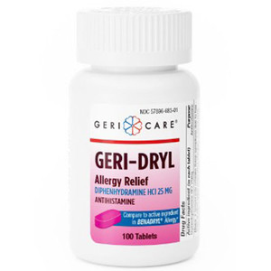 ANTIHISTAMINES ALLERGY DIPHENHYDRAMINE 25MG TABLETS COMPARE TO BENADRYL MADE USA (100/BTL 24/CS) [PH116]